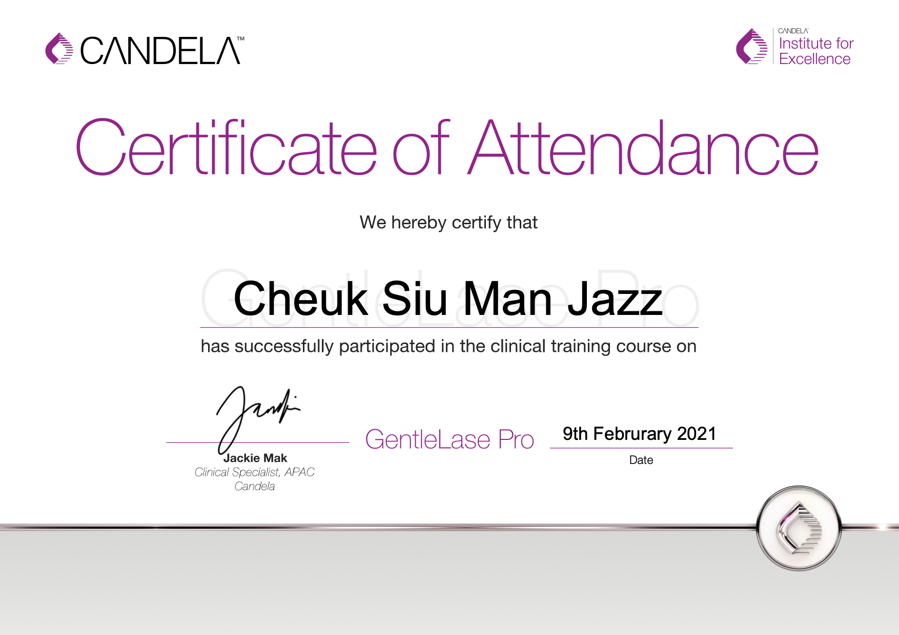 GentleLase_Pro_Certifcate_CheukSiuManJazzYanis