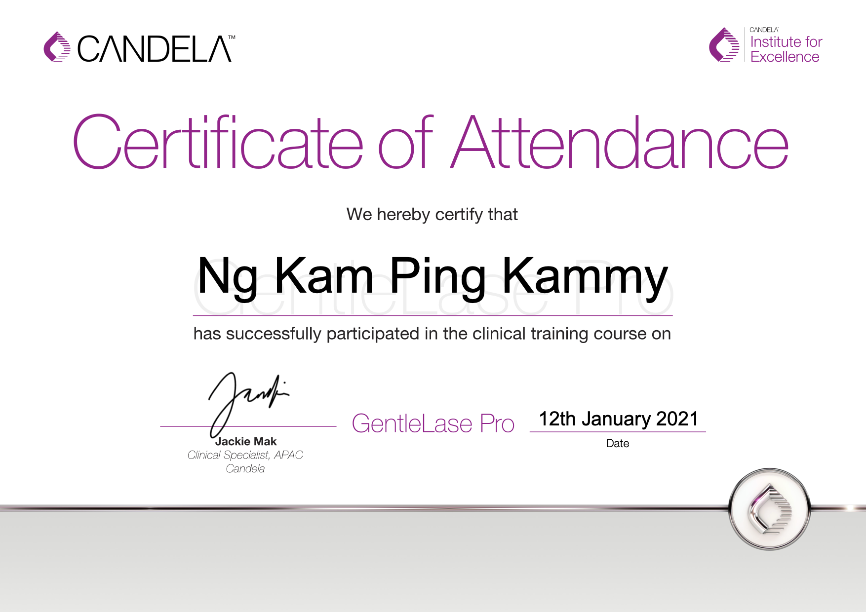 GentleLase_Pro_Certifcate_NgKamPingKammy(Yanis)