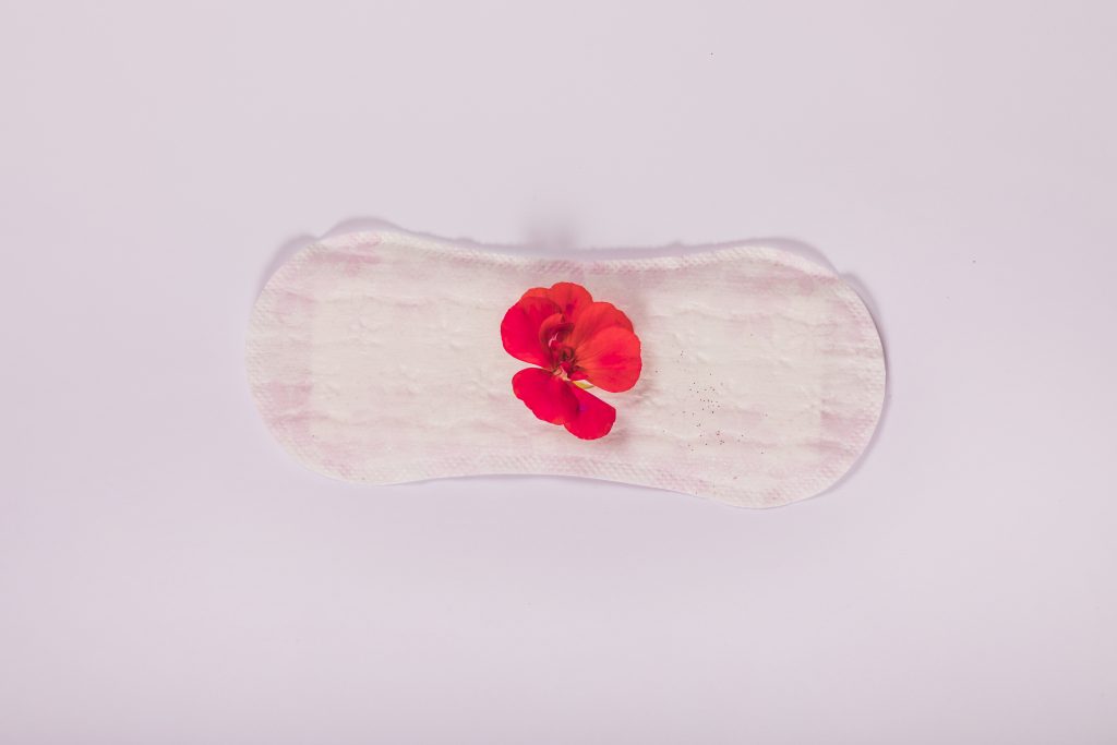 top view sanitary towel with flower