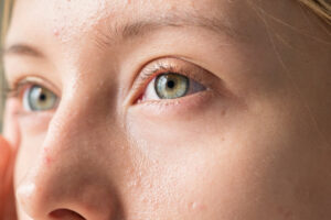 portrait white woman closeup eyes